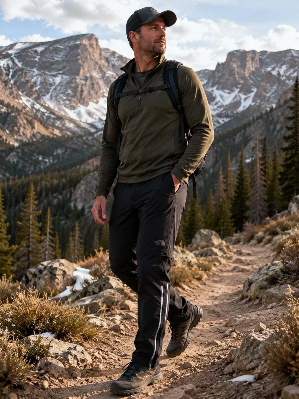 The North Face Mens XXL Softshell Hiking Pants Black Outdoor Trail Stretch